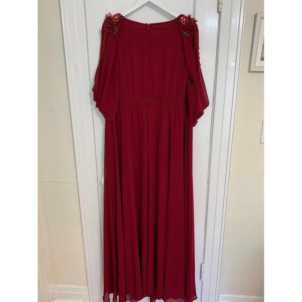 Ever Pretty Merlot A-Line Flowy Floral Beaded Chiffon Formal Dress NWT / 22 - Picture 14 of 16
